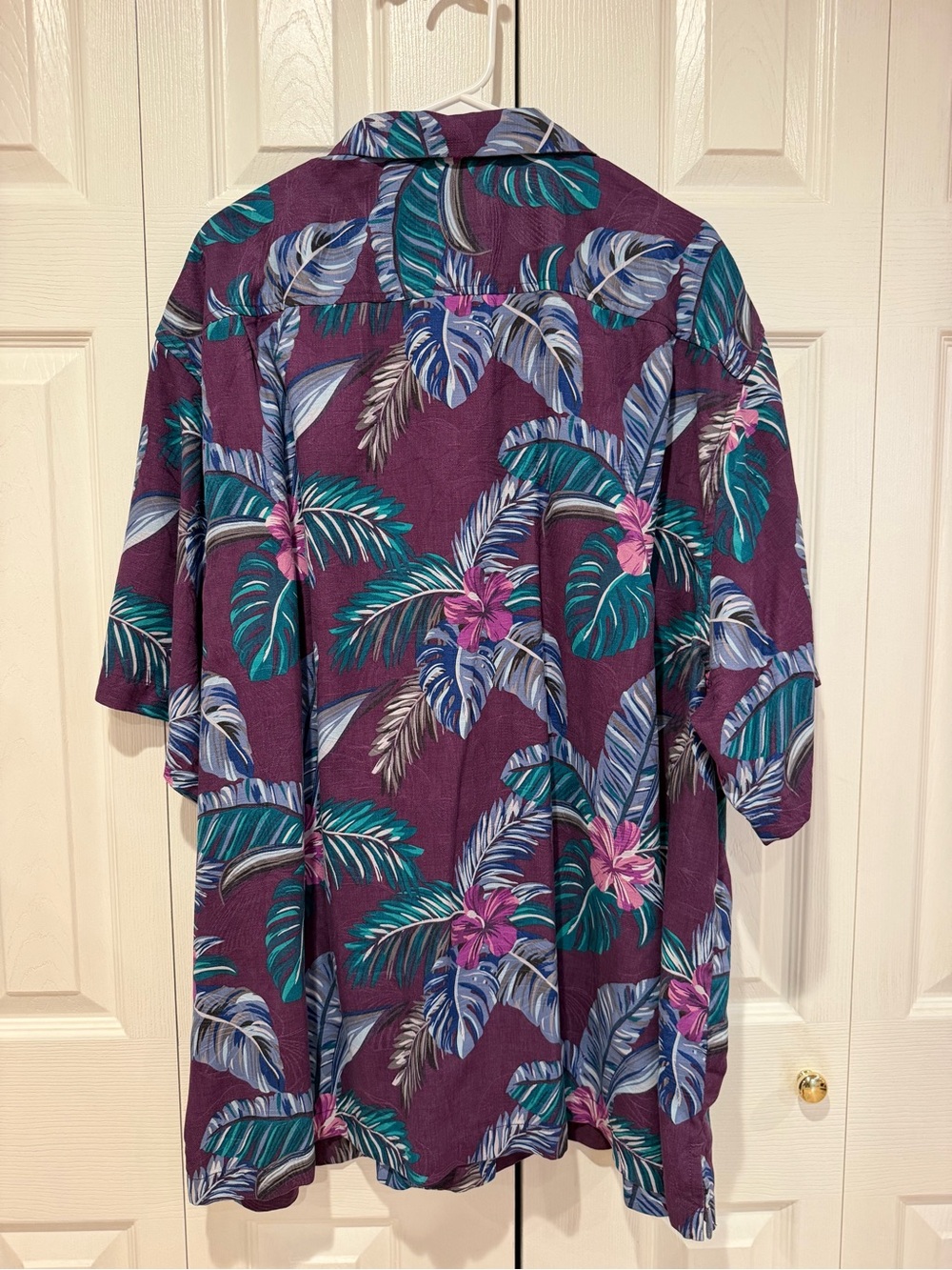 Tommy Bahama Purple Tropical Print Button-Down Shirt - Picture 4 of 5
